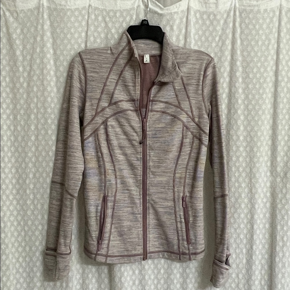 Lululemon Athletica Striped Zip-Up Jacket in Heathered Lavender